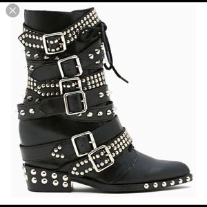 JEFFREY CAMPBELL DRACO STRAPPED STUD BOOTS